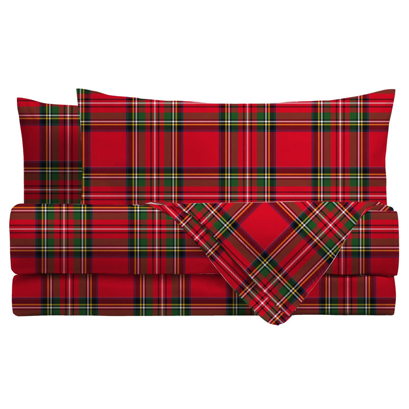 Completo Letto Piazza e Mezza in Cotone con Stampa - British Gift Edinburgh Red