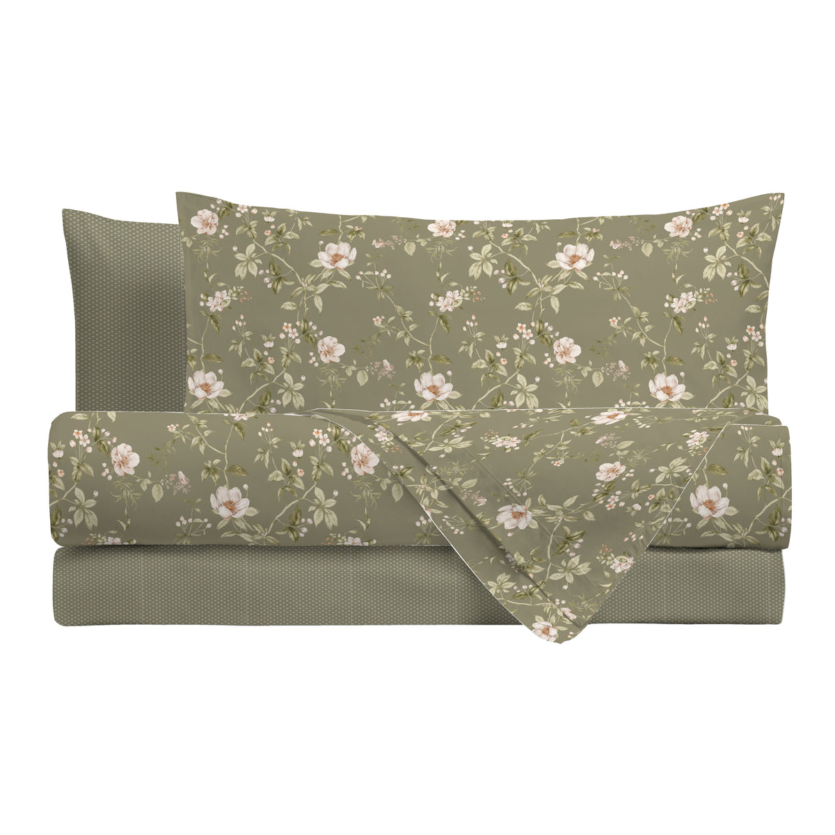 Completo Letto Singolo con Stampa Atelier - Fantasia Pauline Green