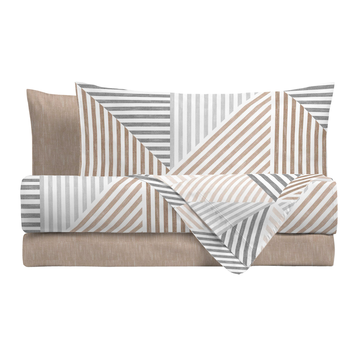Completo Letto Matrimoniale con Stampa Atelier - Fantasia Ramsey Beige