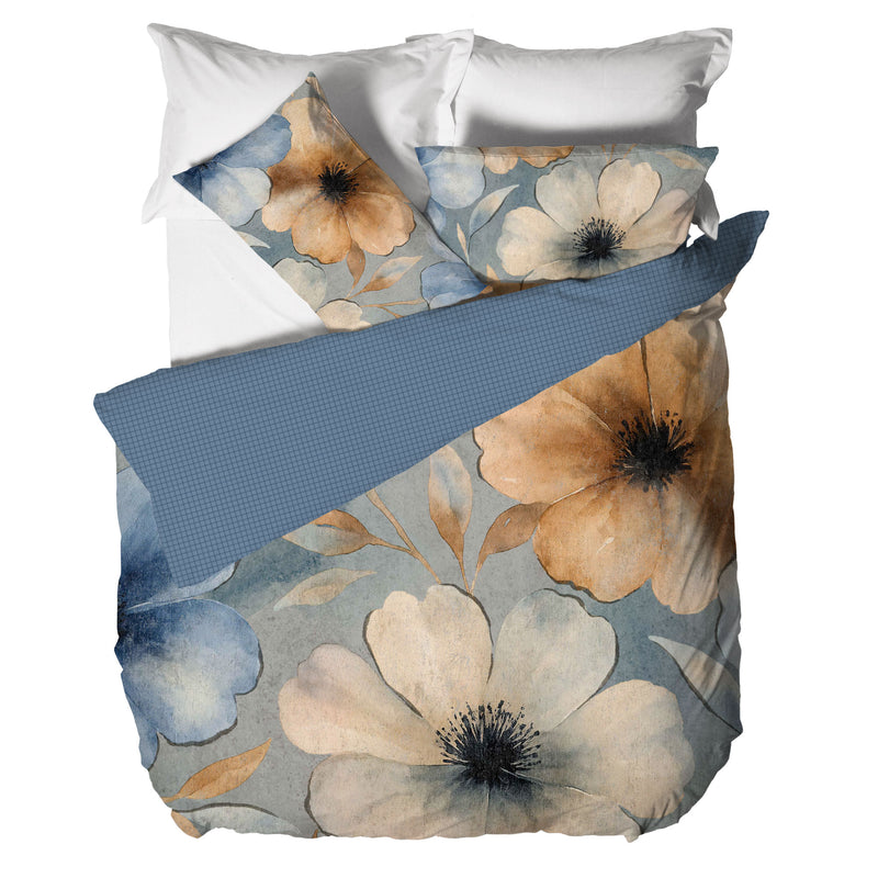 Parure Copripiumino Matrimoniale in Cotone con Stampa - Fantasia Dream Me Eloise Blue