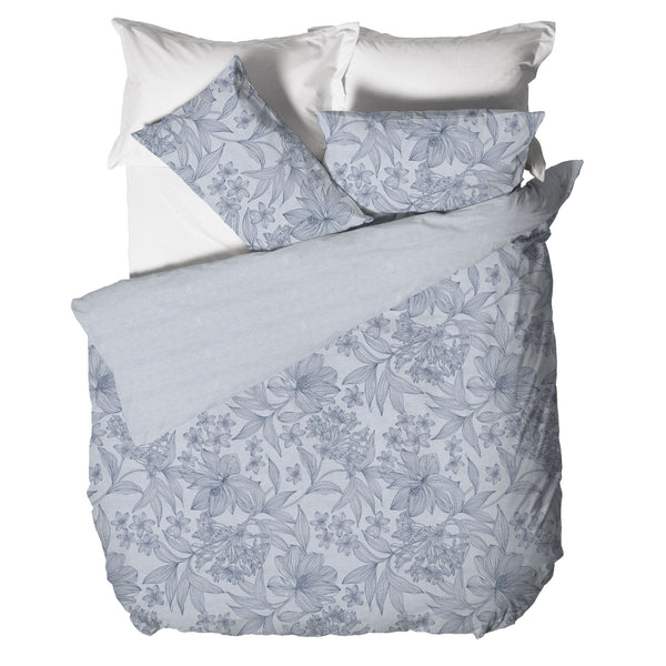 Parure Copripiumino Matrimoniale in Cotone con Stampa - Fantasia Dream Me Alina Light Blue