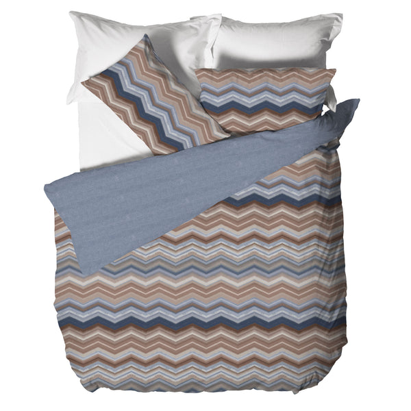 Parure Copripiumino Matrimoniale in Cotone con Stampa - Fantasia Dream Me Ysidro Blue