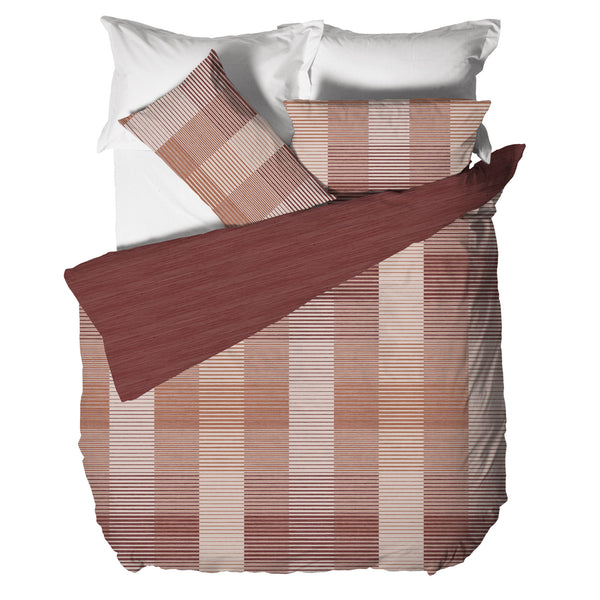 Parure Copripiumino Matrimoniale in Cotone con Stampa - Fantasia Feel Me Gilbert Burgundy