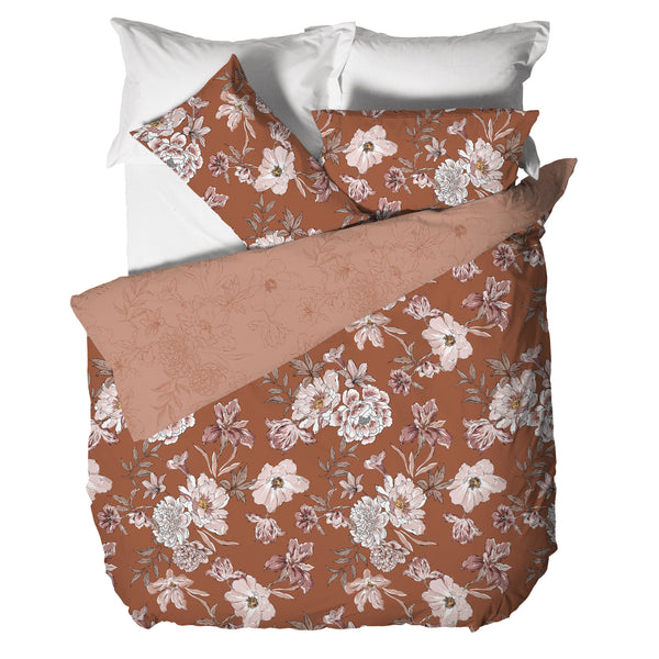 Parure Copripiumino Matrimoniale in Cotone con Stampa - Fantasia Feel Me Julienne Rust