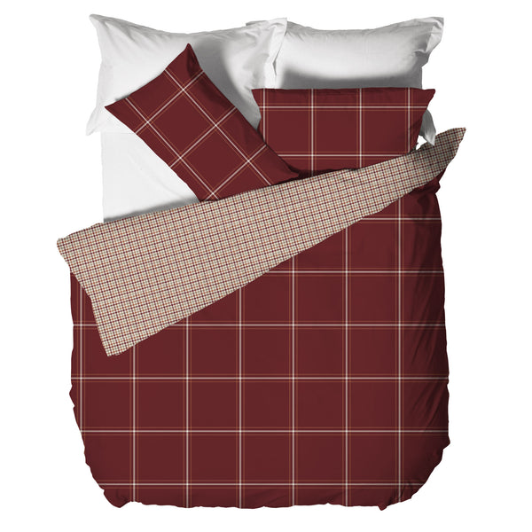 Parure Copripiumino Matrimoniale in Cotone con Stampa - Fantasia Feel Me Mayson Burgundy