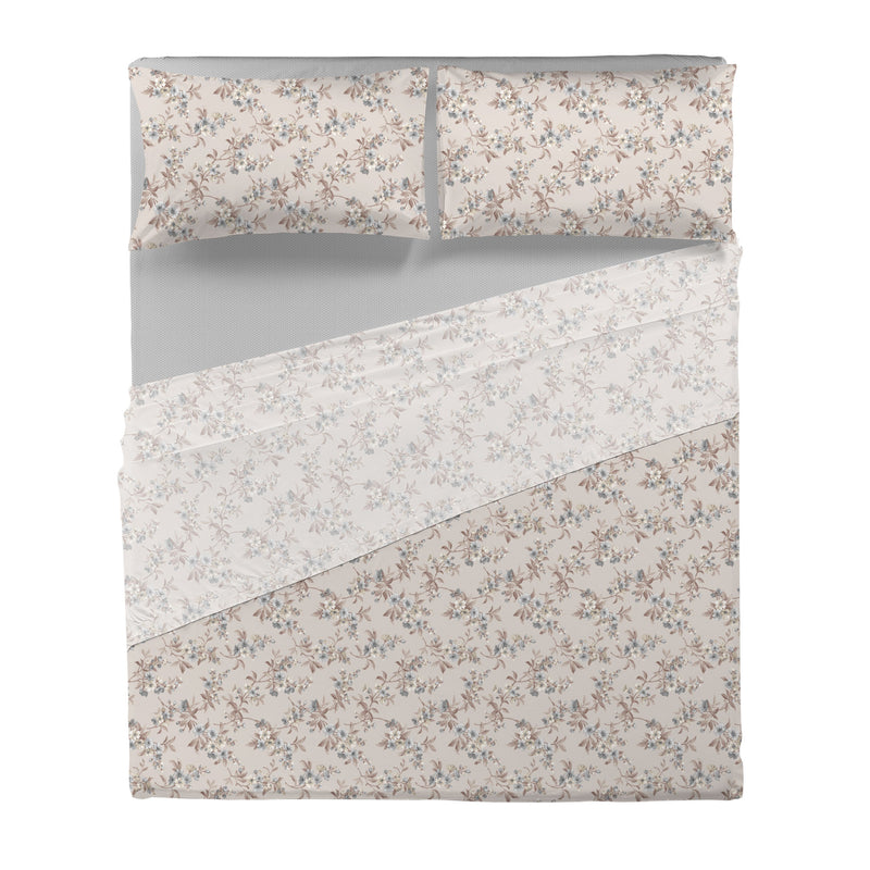 Completo Letto Matrimoniale in Cotone con Stampa - Fantasia Hug Me Amber Taupe