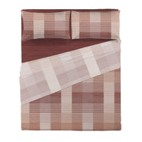Completo Letto Matrimoniale in Cotone con Stampa - Fantasia Feel Me Gilbert Burgundy