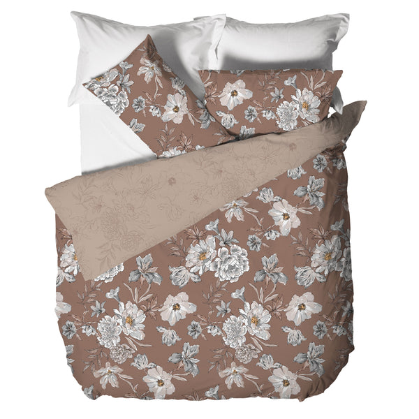 Parure Copripiumino Matrimoniale in Cotone con Stampa - Fantasia Hug Me Julienne Taupe