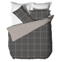 Parure Copripiumino Matrimoniale in Cotone con Stampa - Fantasia Hug Me Mayson Dark Grey