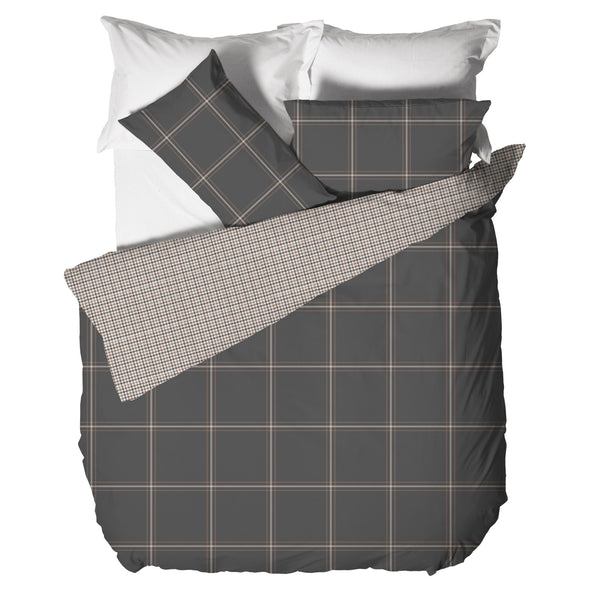 Parure Copripiumino Matrimoniale in Cotone con Stampa - Fantasia Hug Me Mayson Dark Grey