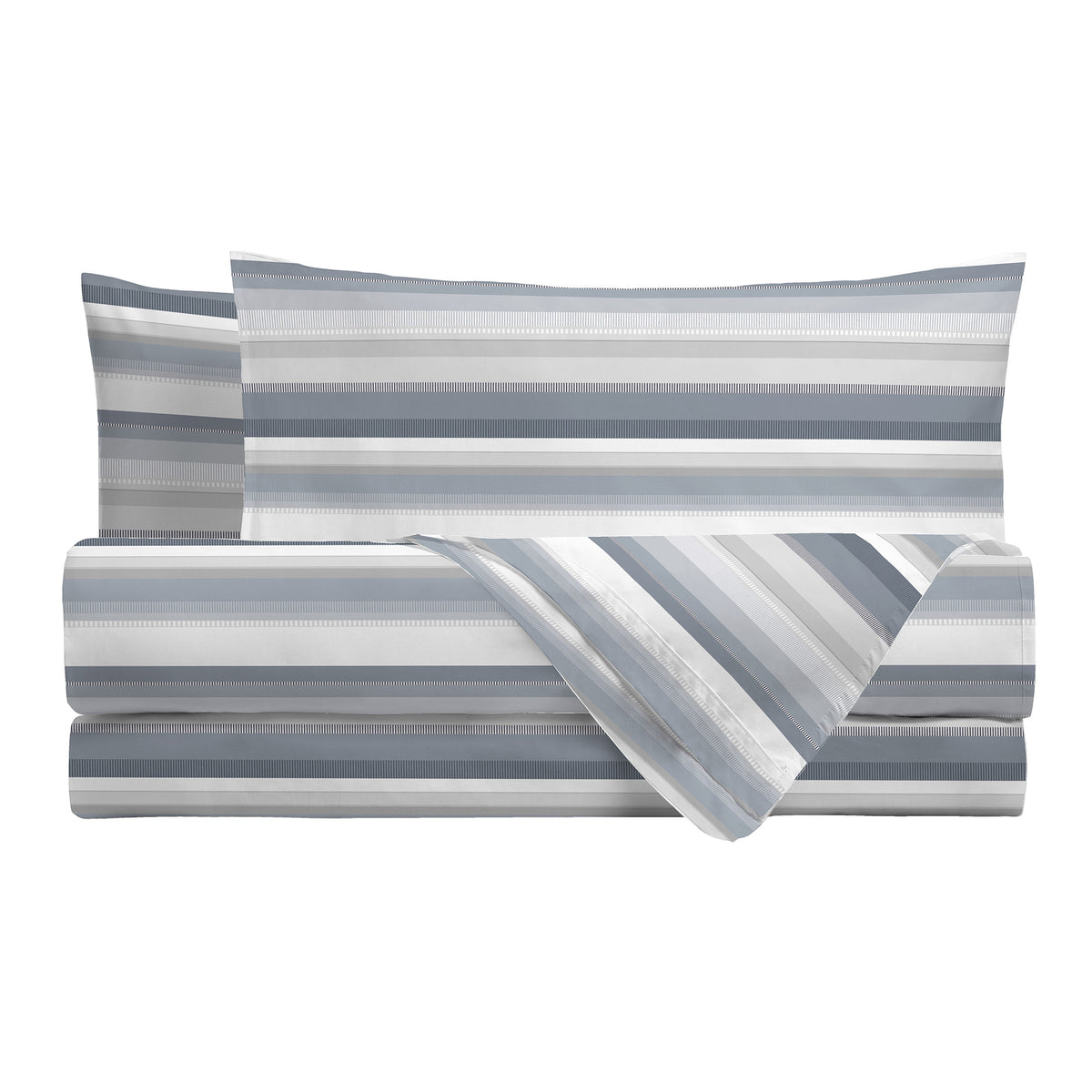 Happidea Completo Letto Piazza e Mezza in Flanella di Cotone con Stampa Ruby Sky Grey
