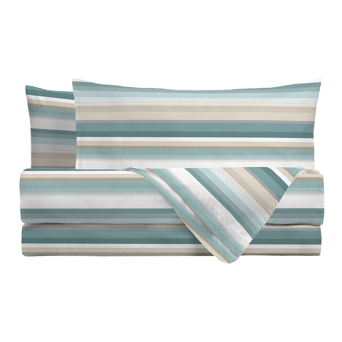 Happidea Completo Letto Matrimoniale in Flanella di Cotone con Stampa Ruby Teal
