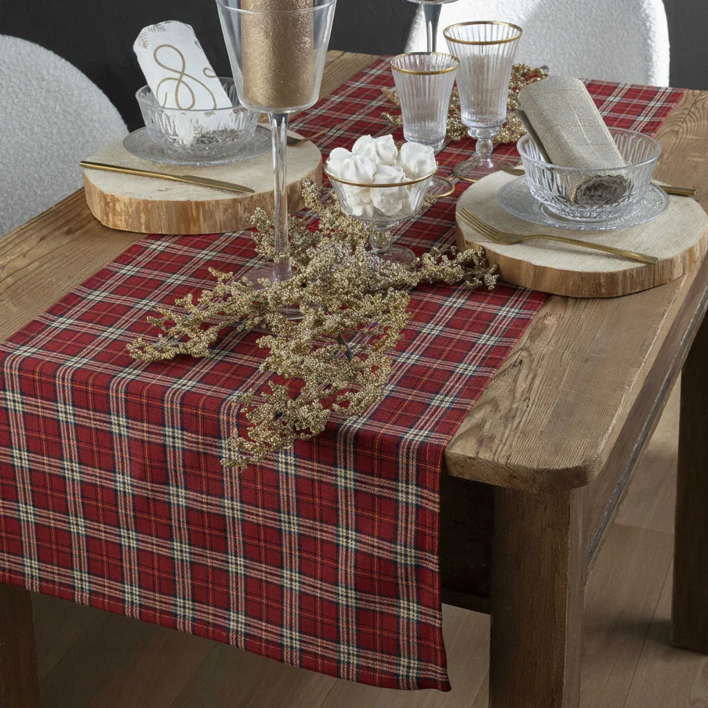 Runner Tinto in Filo 45x140 cm Dolomites Dream Tartan Red - Amo La Casa Shop