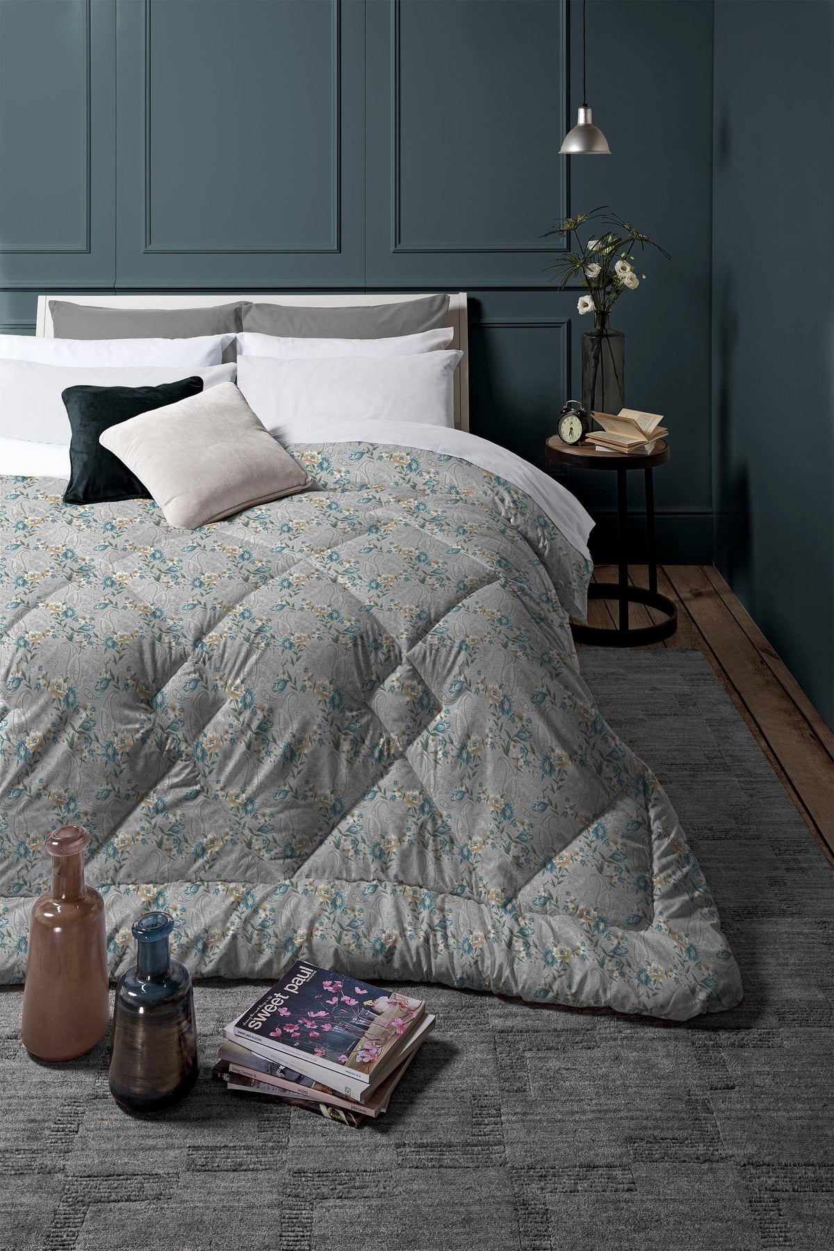 Trapunta Matrimoniale 245x250 cm Deco con Stampa Sira Teal - Amo La Casa Shop
