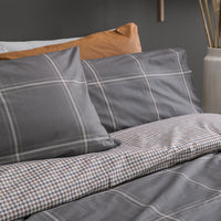 Completo Letto Matrimoniale in Cotone con Stampa - Fantasia Hug Me Mayson Dark Grey