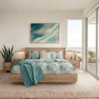 Completo Letto Matrimoniale Softy Yarn con Stampa - Fantasia Barrett Teal
