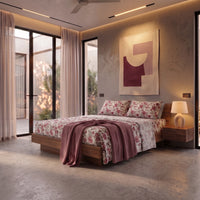 Completo Letto Matrimoniale Softy Yarn con Stampa - Fantasia Syrah Cherry