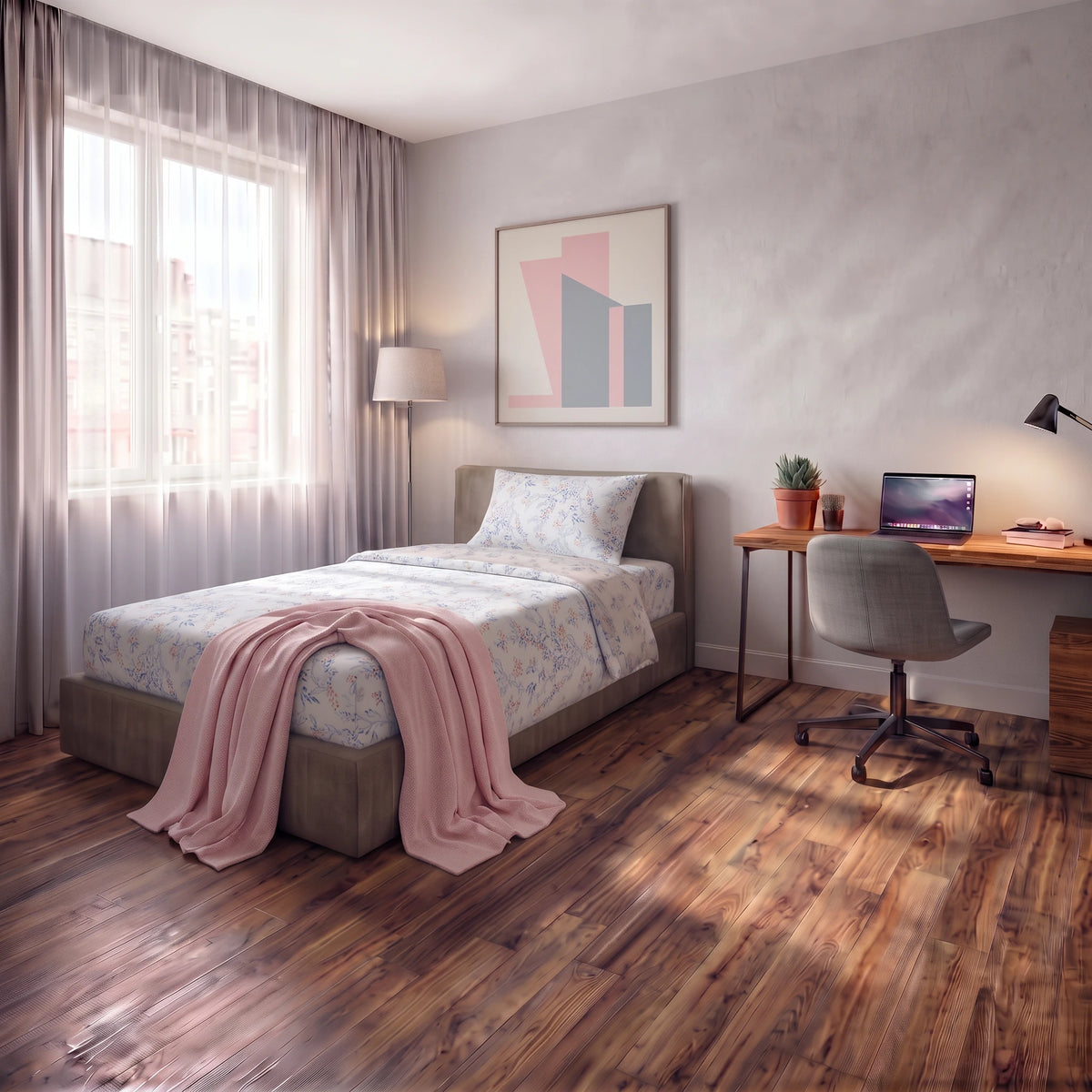 Completo Letto Singolo Softy Yarn con Stampa - Fantasia Adelaide Blue