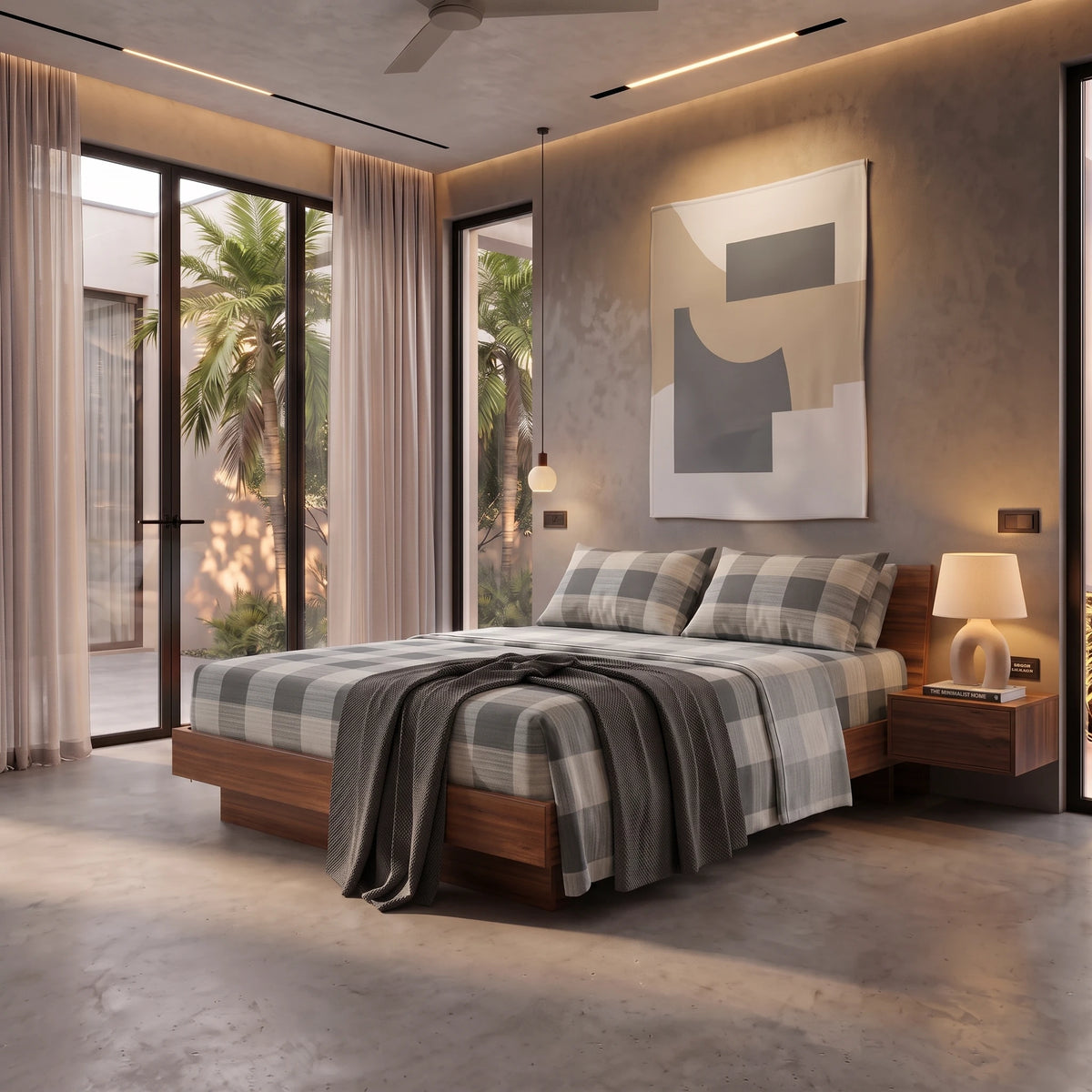 Completo Letto Matrimoniale Softy Yarn con Stampa - Fantasia Ally Taupe