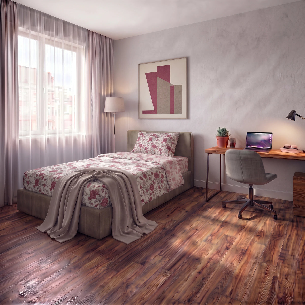 Completo Letto Singolo Softy Yarn con Stampa - Fantasia Syrah Cherry