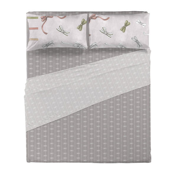 THUN® Completo Letto Matrimoniale Natale - Fantasia Fiocco Bows Multicolor