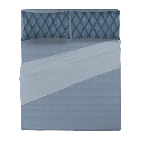 THUN® Completo Letto Matrimoniale Plume Blue - Fantasia Rombo Diamond Blue