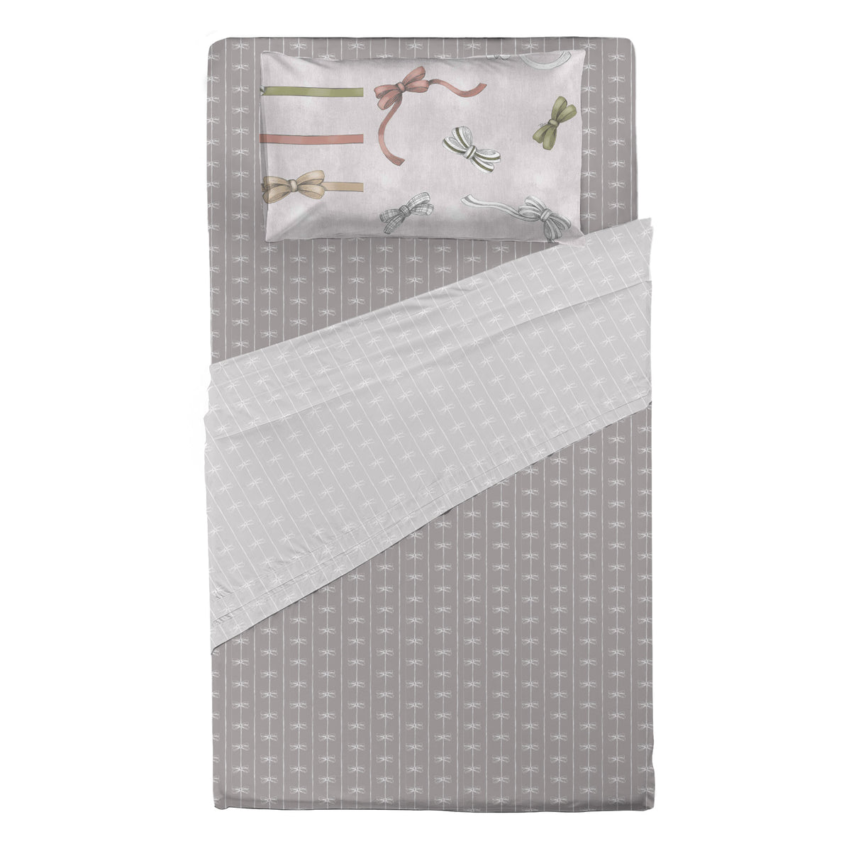 THUN® Completo Letto Piazza e Mezza Natale - Fantasia Fiocco Bows Multicolor