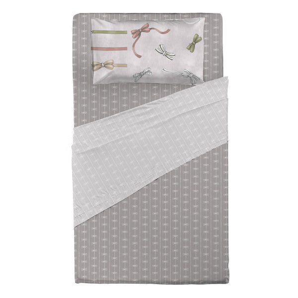 THUN® Completo Letto Piazza e Mezza Natale - Fantasia Fiocco Bows Multicolor