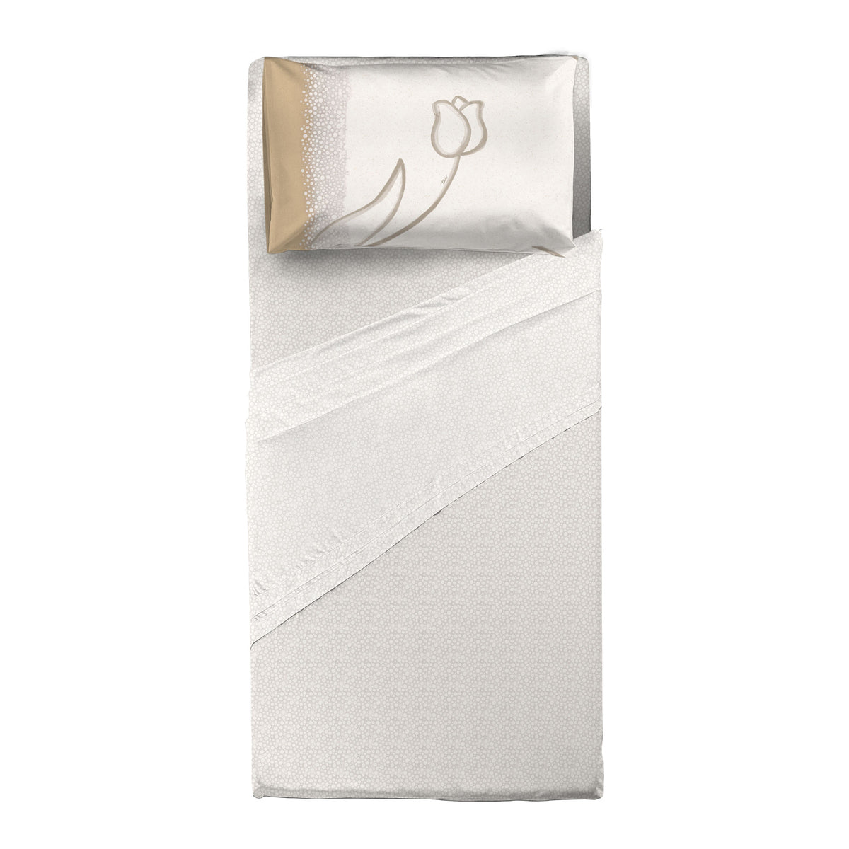 THUN® Completo Letto Singolo New Elegance - Fantasia Tulipani Tulips Beige