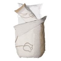 THUN® Parure Copripiumino Singolo New Elegance - Fantasia Tulipani Tulips Beige