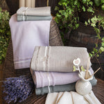 THUN® Set 2 Asciugamani Country Bloom 40x60 + 60x100 cm Tinta Unita Lilac