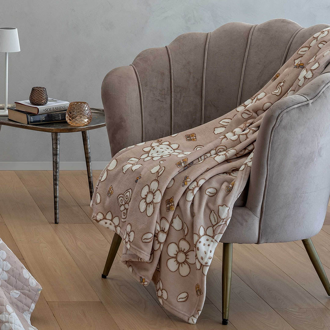 THUN® Plaid con Stampa 120x160 - Fantasia Exclusive Collection Beige