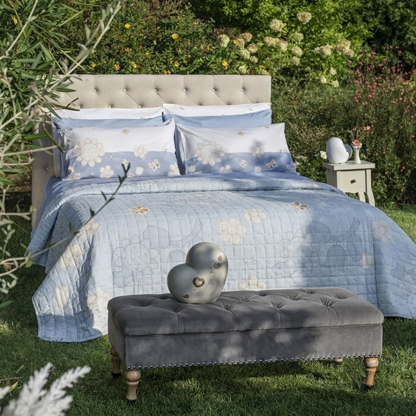 THUN® Trapuntino Matrimoniale Elegance con Stampa Digitale Grace Azzurro