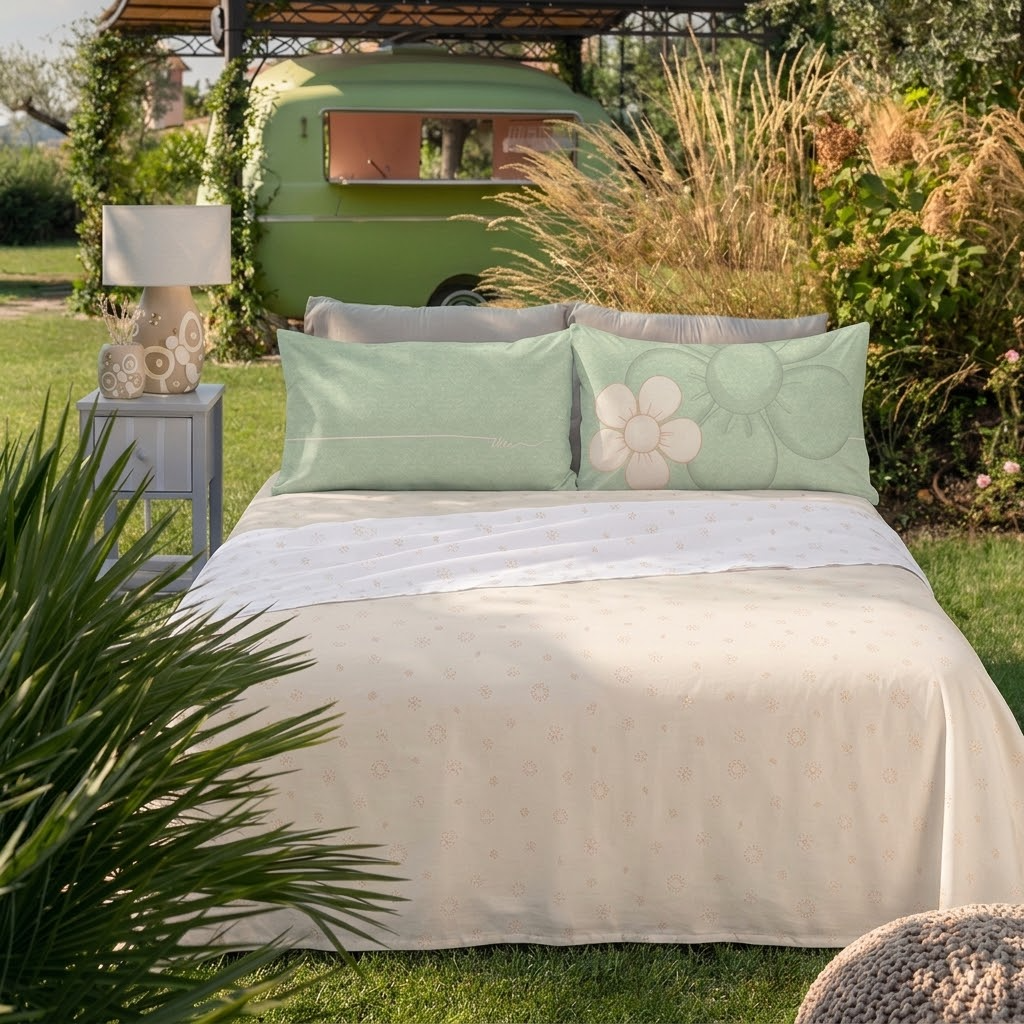 THUN® Completo Letto Matrimoniale in Cotone Iconic Elegance Daisy Green