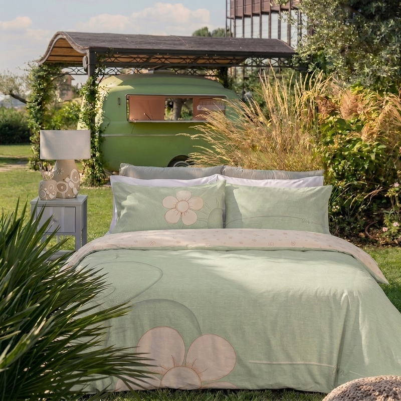 THUN® Parure Copripiumino Matrimoniale Iconic Elegance Daisy Green