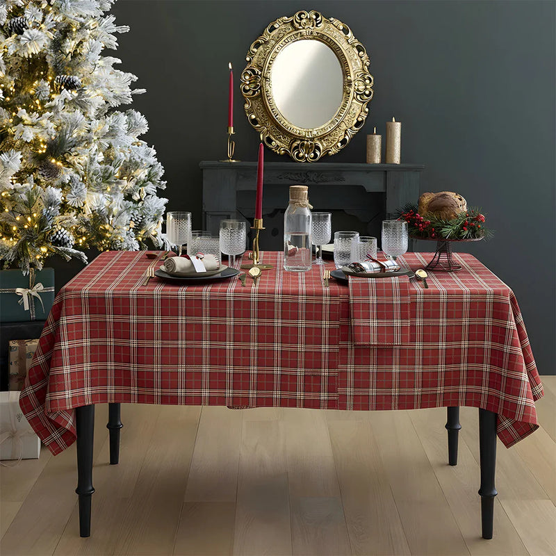 Tovaglia Tinta in Filo 140x240 cm Dolomites Dream Tartan Red - Amo La Casa Shop