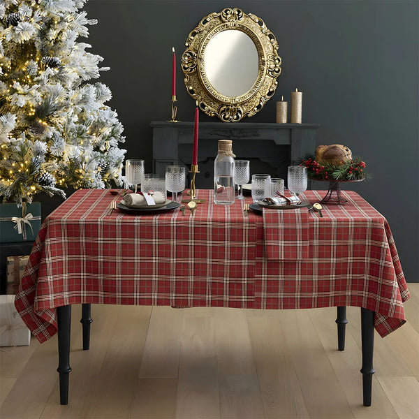Tovaglia Tinta in Filo 140x180 cm Dolomites Dream Tartan Red - Amo La Casa Shop
