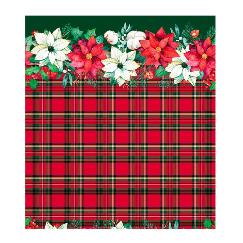 Tovaglia Antimacchia 140x180 cm in Stampa Digitale - Fantasia Tartan Flower Red