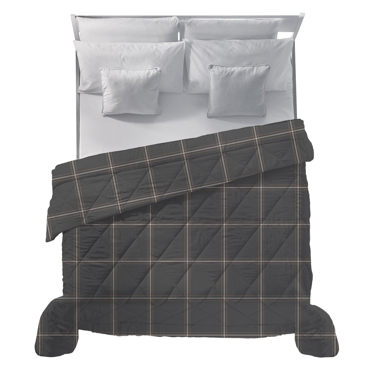 Trapunta Matrimoniale con Stampa - Fantasia Hug Me Mayson Dark Grey
