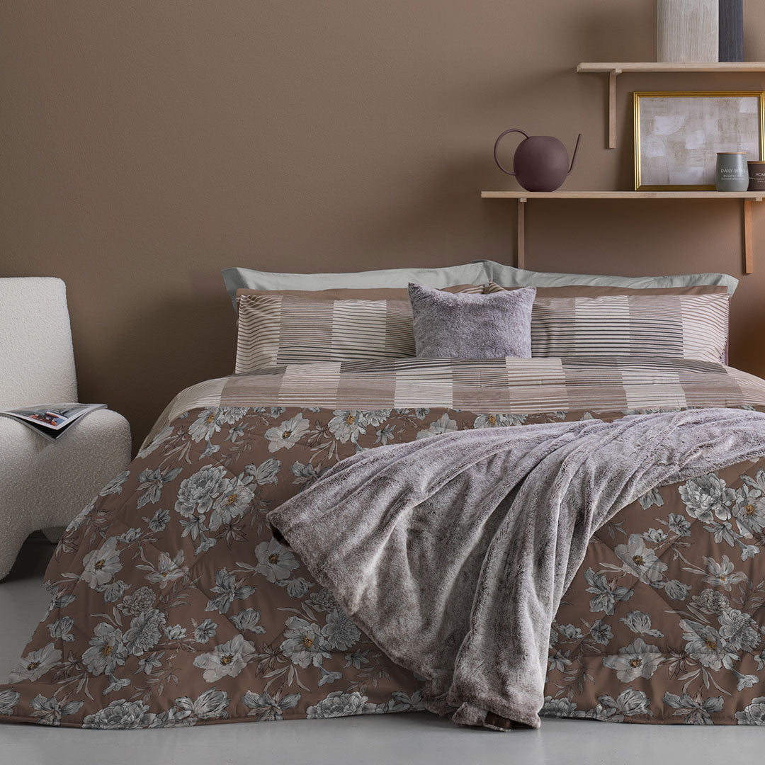 Trapunta Matrimoniale con Stampa - Fantasia Hug Me Julienne Taupe