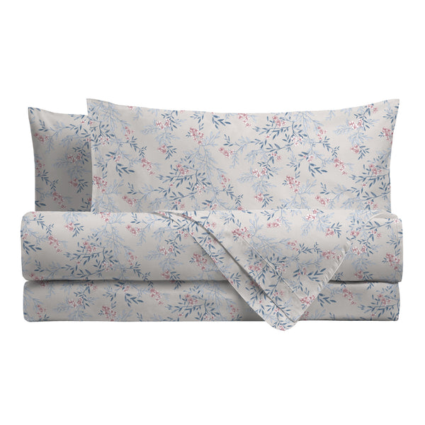 Completo Letto Matrimoniale Softy Yarn con Stampa - Fantasia Adelaide Blue