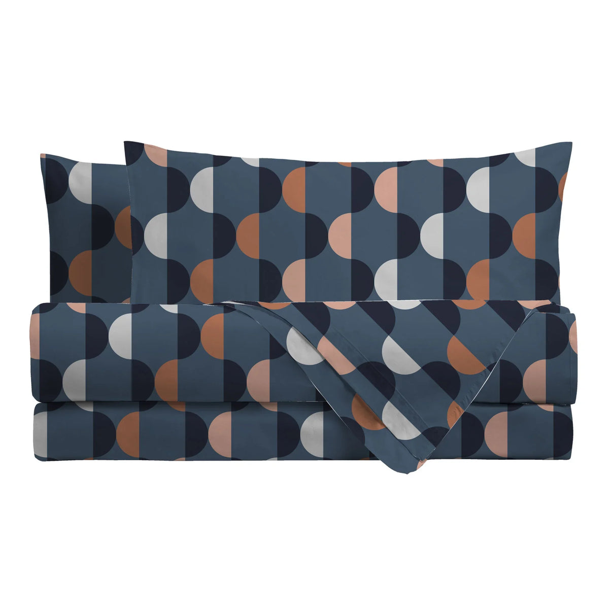 Parure Copripiumino Matrimoniale in Cotone Contemporary - Fantasia Almrik Blu - Amo La Casa Shop