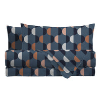 Parure Copripiumino Matrimoniale in Cotone Contemporary - Fantasia Almrik Blu - Amo La Casa Shop