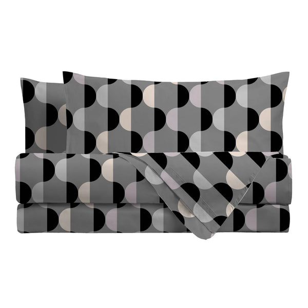 Parure Copripiumino Singolo in Cotone Contemporary - Fantasia Almrik Grigio - Amo La Casa Shop