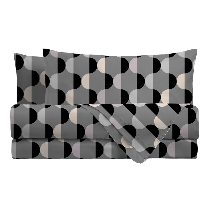 Parure Copripiumino Singolo in Cotone Contemporary - Fantasia Almrik Grigio - Amo La Casa Shop