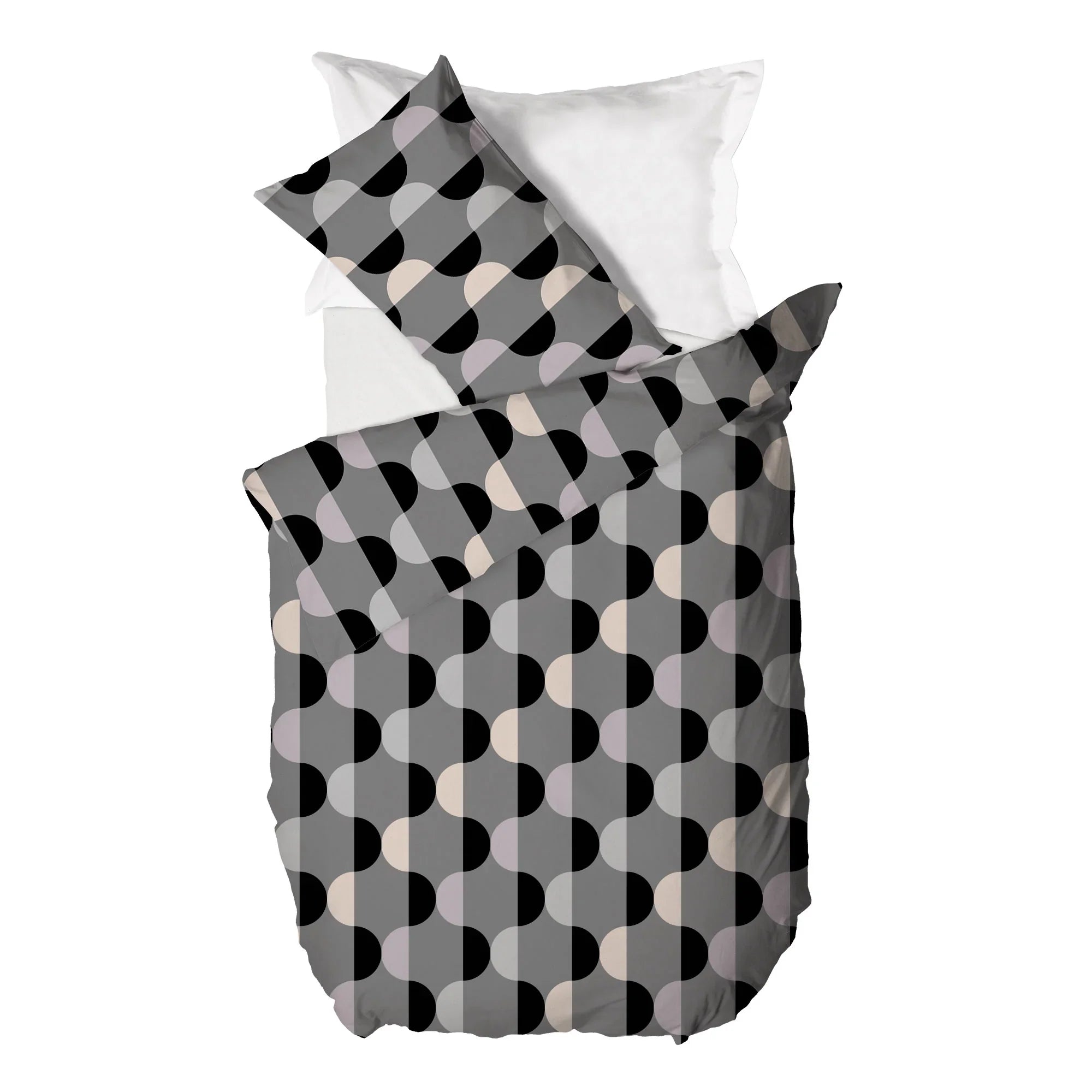 Parure Copripiumino Singolo in Cotone Contemporary - Fantasia Almrik Grigio - Amo La Casa Shop