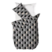 Parure Copripiumino Singolo in Cotone Contemporary - Fantasia Almrik Grigio - Amo La Casa Shop