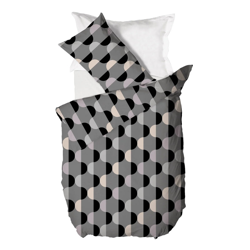 Parure Copripiumino Singolo in Cotone Contemporary - Fantasia Almrik Grigio - Amo La Casa Shop