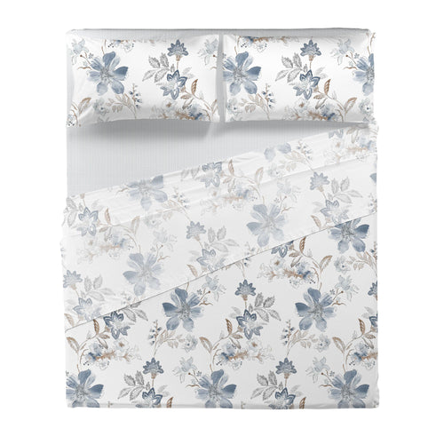 Di Maestro Completo Letto Stampato  Matrimoniale Amal Light Blue