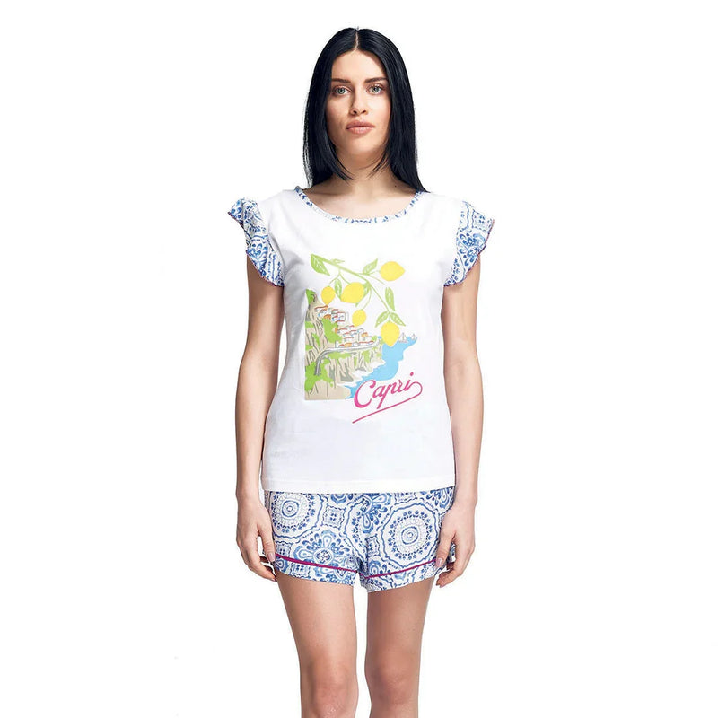 Pigiama Corto Amalfi Coast Donna Annina Purple - Amo La Casa Shop